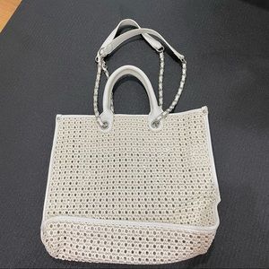White Beach Bag w Clear Lining